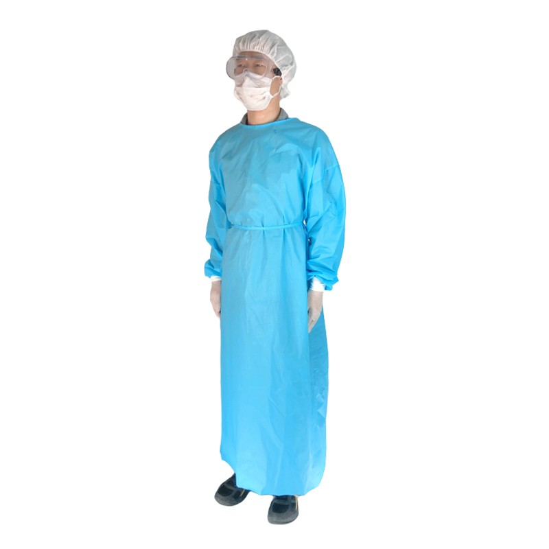 Anti-liquid splash anti-bacteria non-woven PP+PE material disposable isolation gown A4
