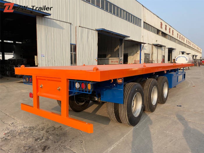 Paghahatid ng Tandem Flatbed Container Truck Trailer