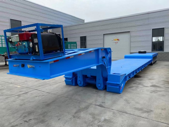Heavy machinery rgn 4 axle 80t low bed trailer for sale