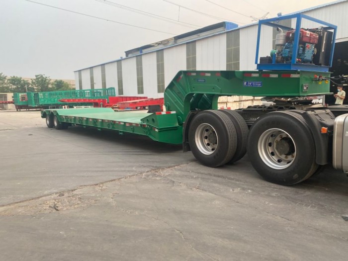 2 axle Front loading hydraulic goose neck low bed semi trailer