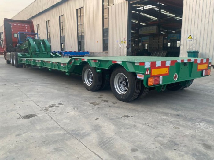 2 axle Front loading hydraulic goose neck low bed semi trailer