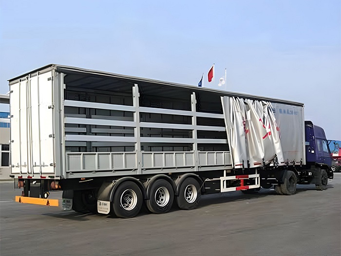 3 Axle Shipping Container PVC Curtain Side Semi Trailer