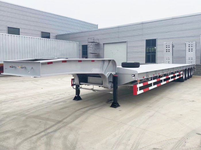 4 Axles Hydraulic Ramp Lowbed Semi Trailer