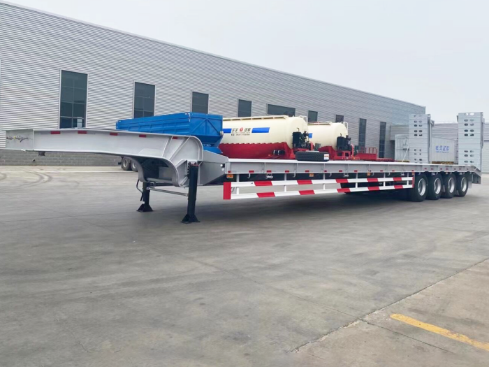 4 Axles Hydraulic Ramp Lowbed Semi Trailer