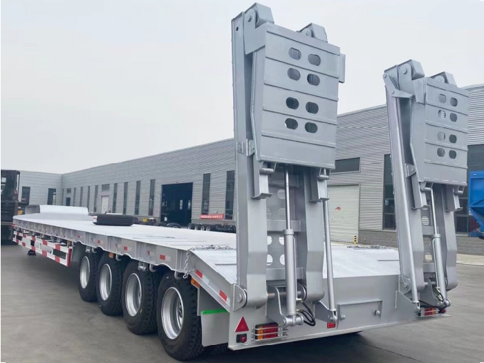 4 Axles Hydraulic Ramp Lowbed Semi Trailer