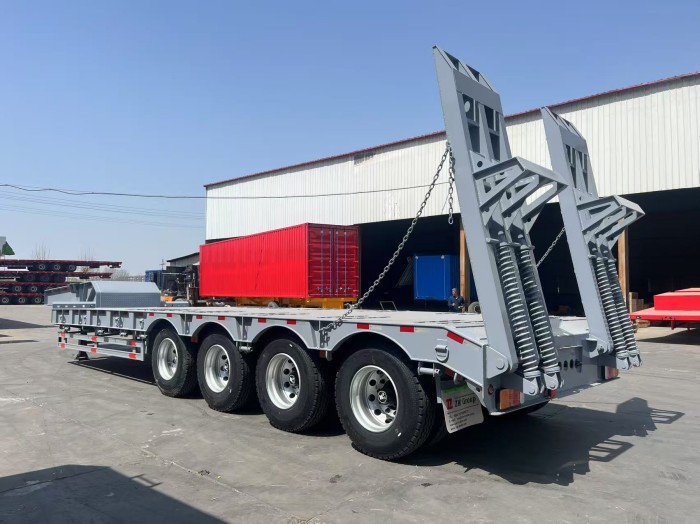 4 Axle Lowbed Loader Hydraulic Lowboy Semi Trailer