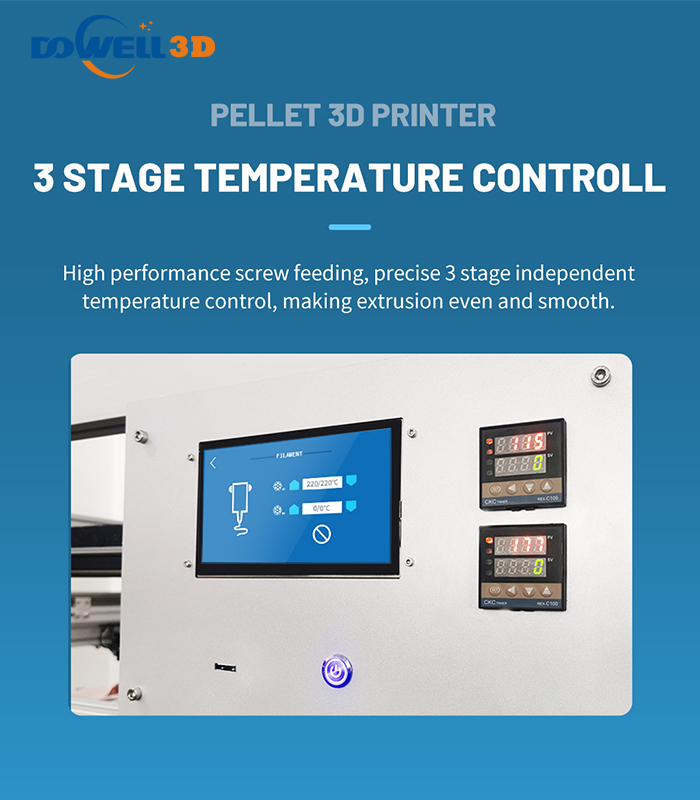 Dowell 3d large scale 3d printer granula impresora 3d printer, with pellet extruder