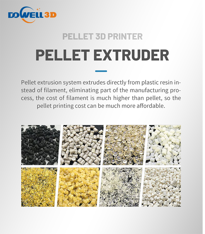 Dowell 3d large scale 3d printer granula impresora 3d printer, with pellet extruder