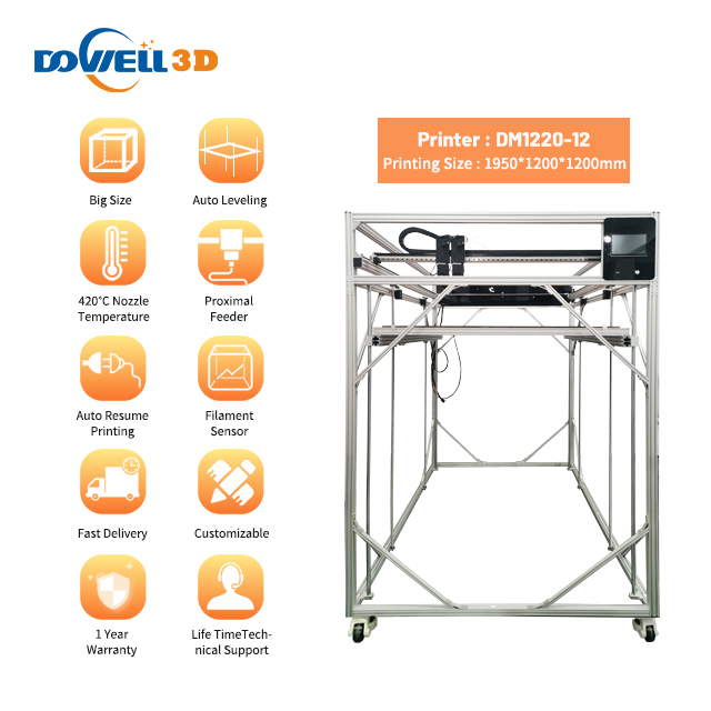 Dowell 3d digital 3d printer machine big size printing CARBON FIBER filament