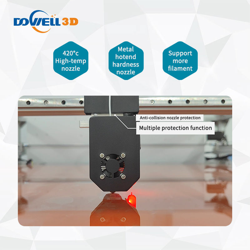 DOWELL Large Size 2 extruder carbon fiber 3D printers for industrial 3d filament DM series