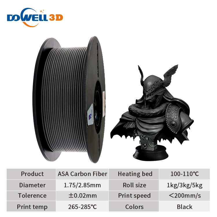 DOWELL3D ASA CF filament 1.75mm ASA carbon fiber printing material for Impresora 3D abs pla petg cf 3d filament