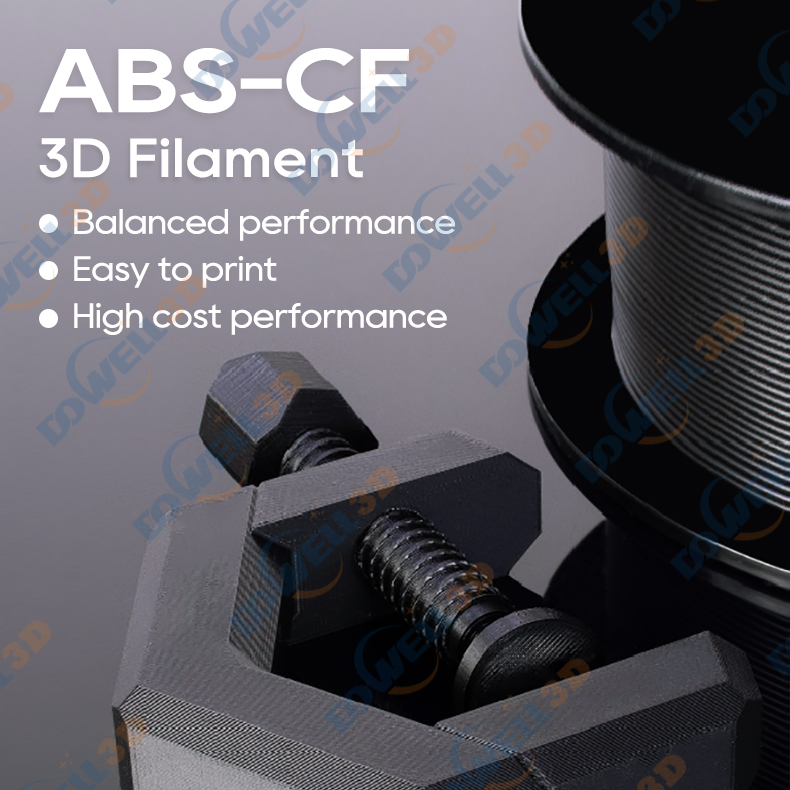 DOWELL3D ABS Carbon Fiber Filament for FDM 3d printer material 1.75mm Black abs asa carbon fiber pla 3d printing filament