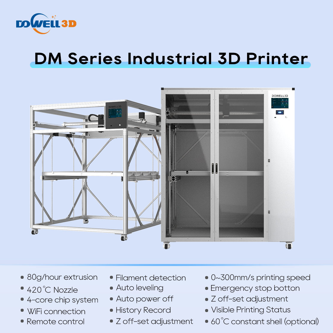 DOWELL3D Smart Printer Carbon Fiber impresora 3d Plastic printing Custom Big fdm high speed 3d printer machine