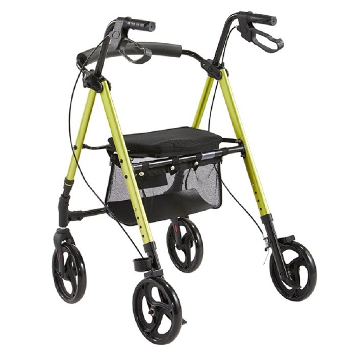 Adjustable Height 4 Wheels Walker Rollator With Seat