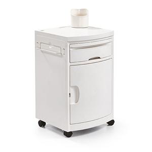 White Color 4 Wheels Hospital Bedside Cabinet With Kettle Holder