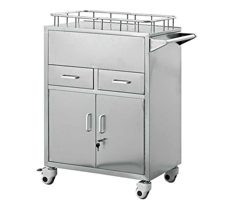 stainless steel emergency medicine trolley