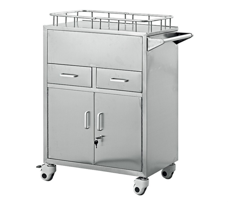 Hosptial Clinic Stainless Steel Emergency Medicine Trolley