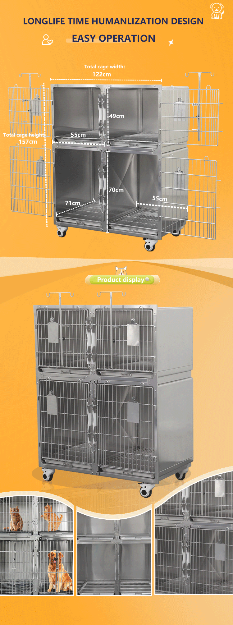 Stainless steel pet cages