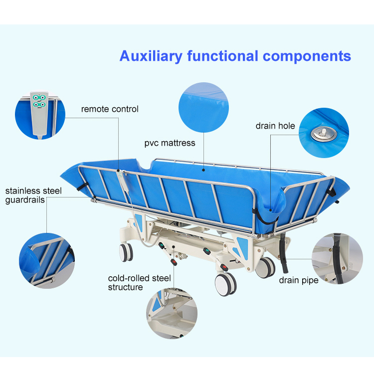 Medical Care Durable Stainless Steel Shower Bed