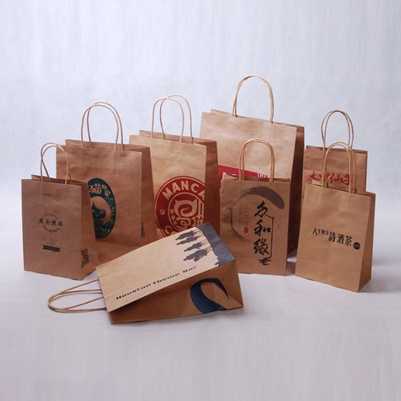 カスタムブラウンリサイクル可能なツイストハンドル紙袋