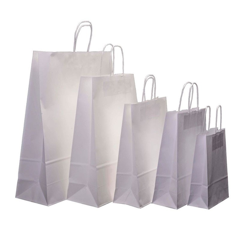 Custom White Recyclable Twisted Handle Paper Bag