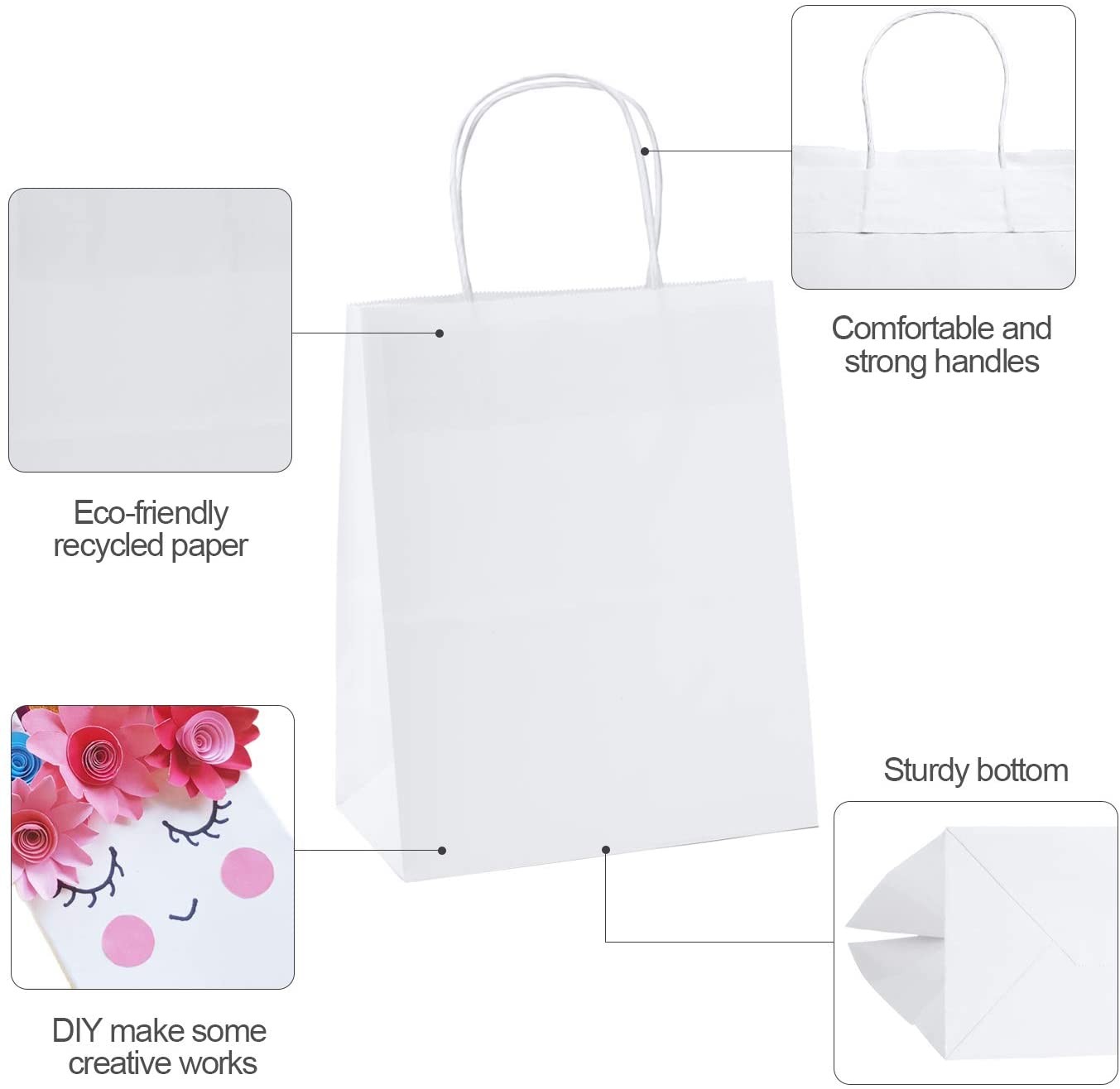 Custom White Kraft Paper Bags Manufacturers, Custom White Kraft Paper Bags Factory, Supply Custom White Kraft Paper Bags