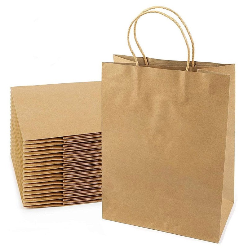 Custom Brown Kraft Paper Bags With Twisted Paper Handles