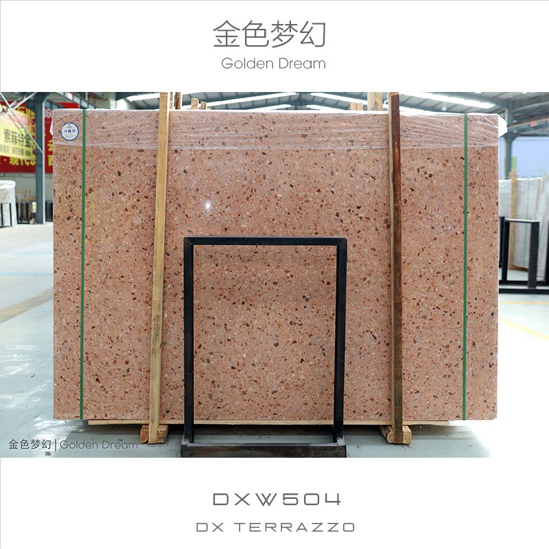 Rose gold color artificial stone precast terrazzo slabs