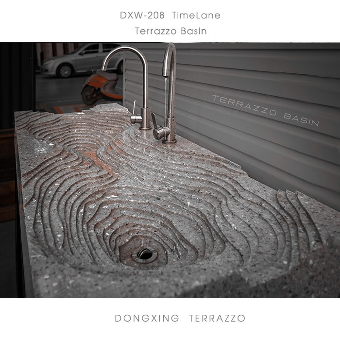 Terrassendesign aus Terrazzo-CNC-Carving-Waschbecken