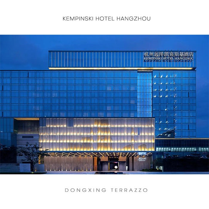 Instalación de baldosas de terrazo para el hotel Hangzhou Kempinski