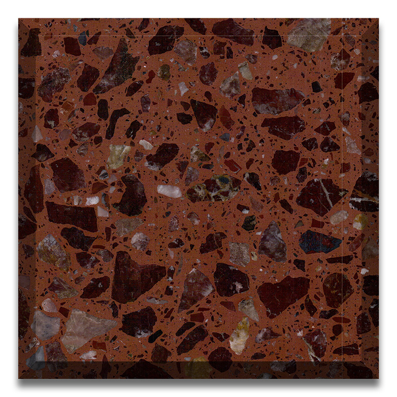 Wine red color artificial stone precast terrazzo slabs