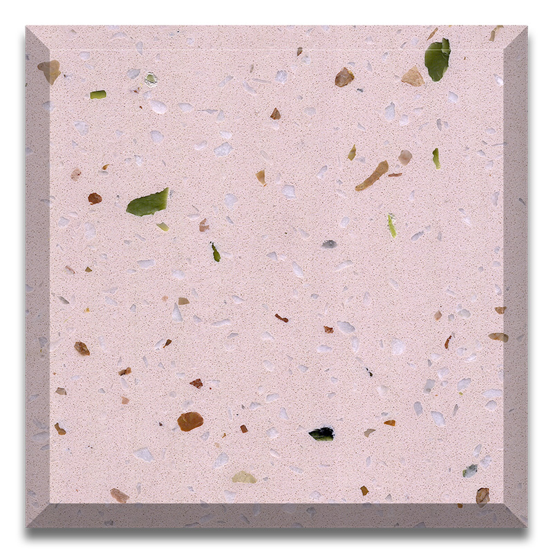 Rosa Pink color cementitious terrazzo slabs