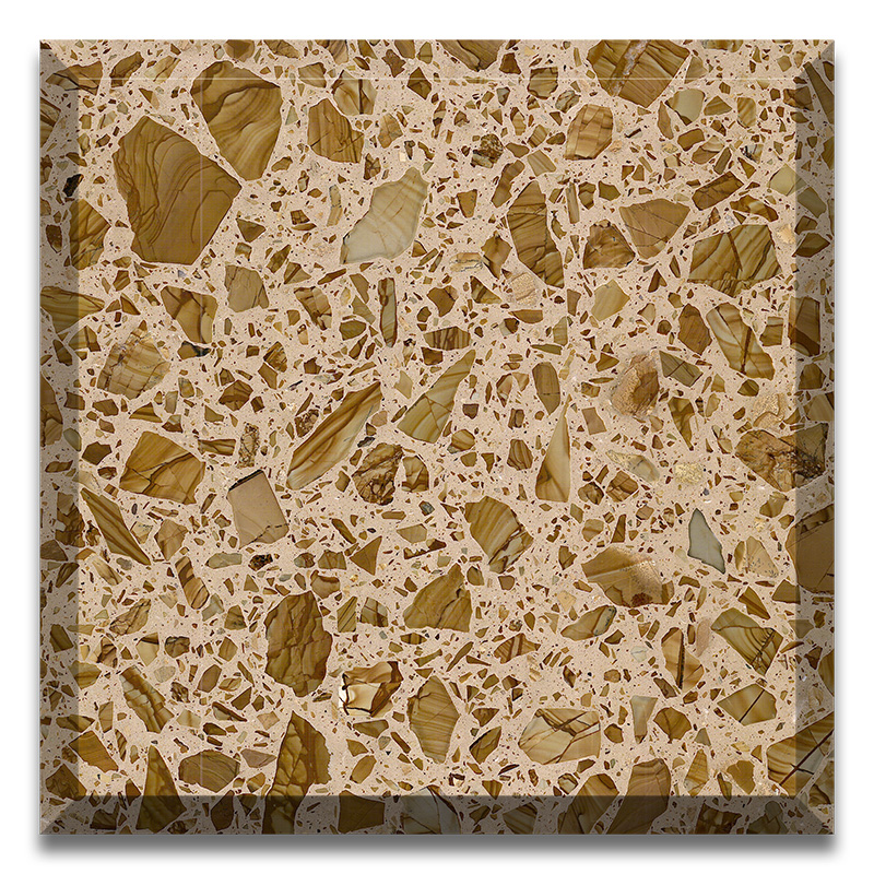 Vorgefertigte Terrazzoplatten aus Kunststein in goldener Farbe