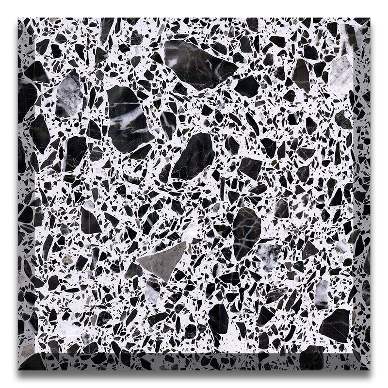 Lastre in terrazzo prefabbricato in pietra artificiale di colore bianco e nero
