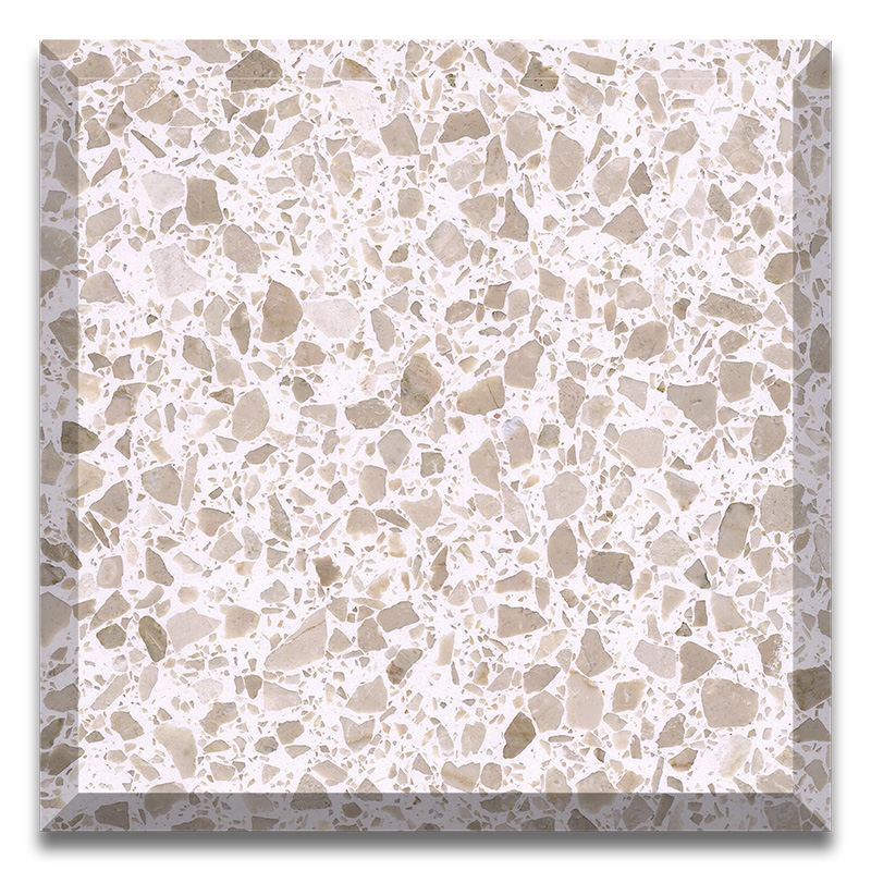 Cream color artificial stone precast terrazzo slabs and tiles