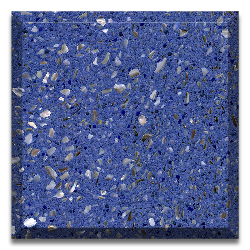 Alaska Blue color artificial stone precast terrazzo slabs