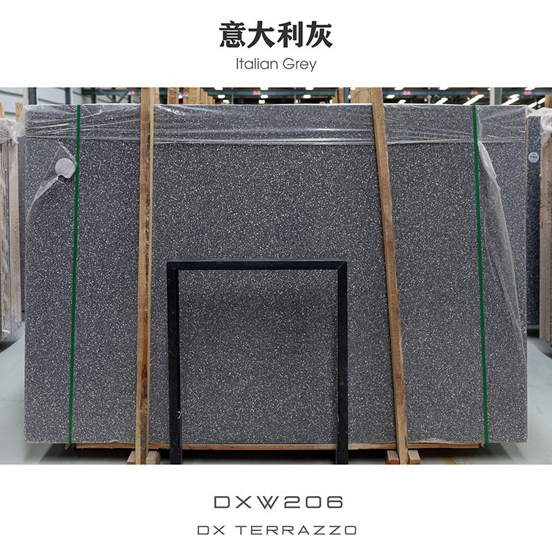Supply grey color terrazzo slabs 2cm