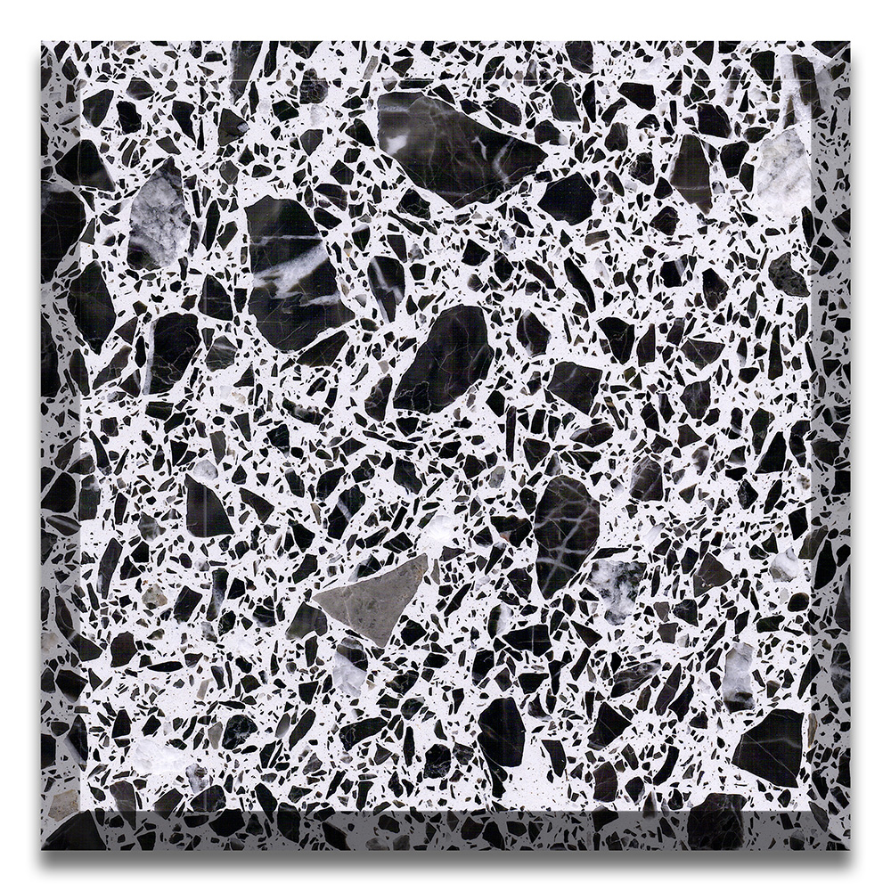 Personalisierte Terrazzoplatten aus schwarzem und weißem Kunststein