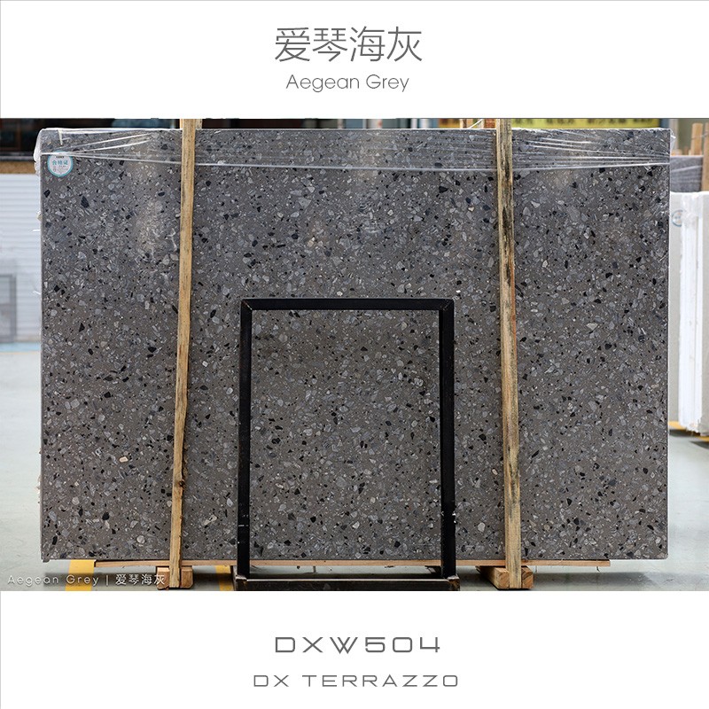 503Aegean Grey color artificial stone precast terrazzo agglomerate slab