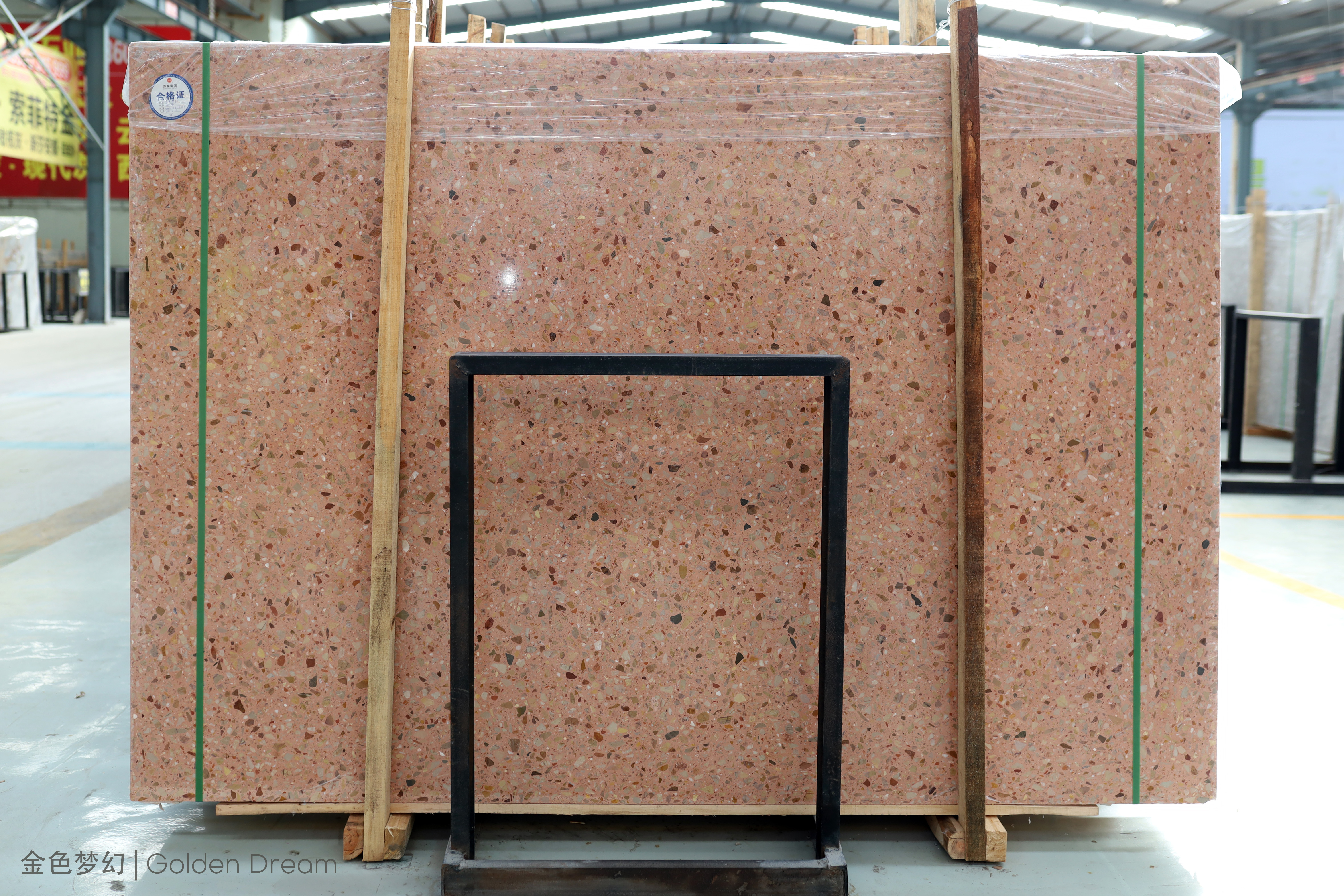 504 losas de terrazo de color oro rosa piedra artificial