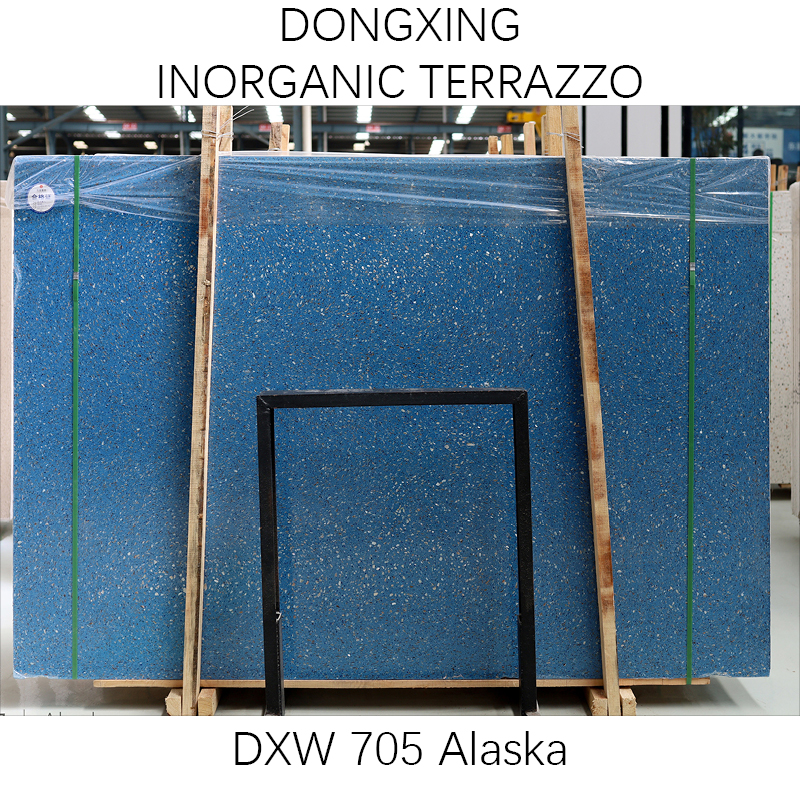 705Alaska Blue color artificial stone precast terrazzo slabs