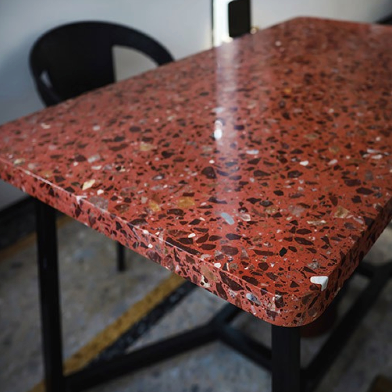 Wine red color artificial stone precast terrazzo agglomerate tiles