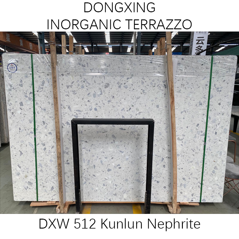 Kunlun White artificial stone precast inorganic terrazzo slabs and tiles