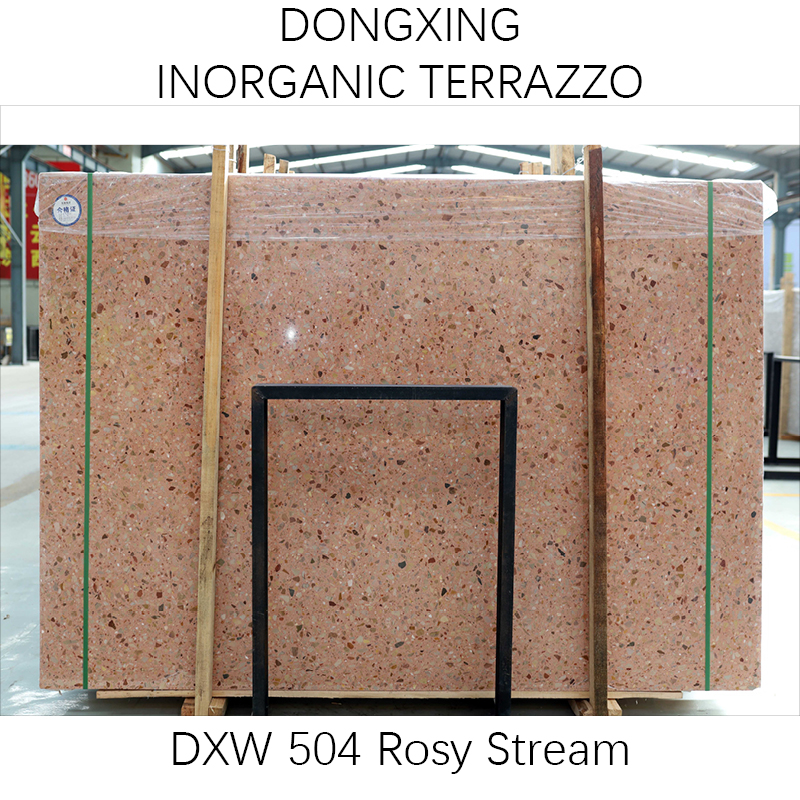 504 Rose gold color terrazzo slabs artificial stone