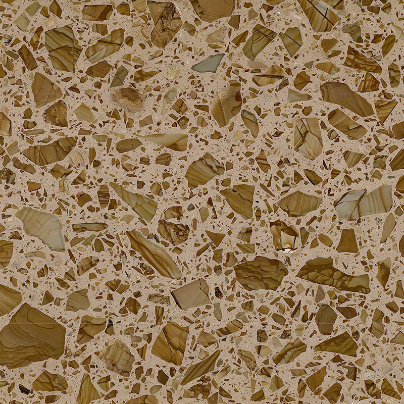 Warna emas batu buatan terrazzo ubin agregat yang dipersonalisasi