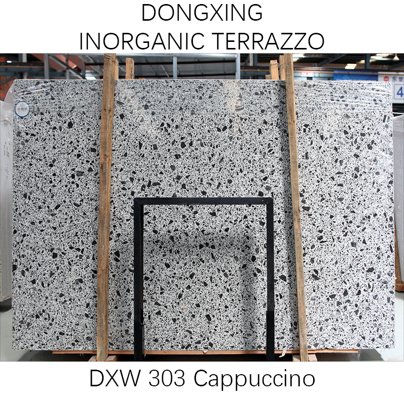 Black and White color artificial stone personalized terrazzo slabs