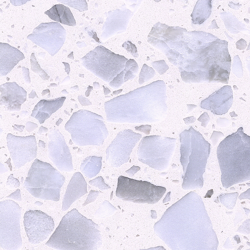pearl white artificial stone inorganic cementitions terrazzo slabs and tiles