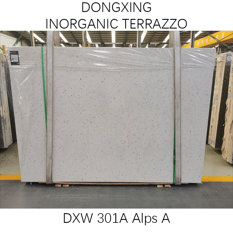 White Alps artificial stone inorganic cementitions terrazzo slabs and tiles