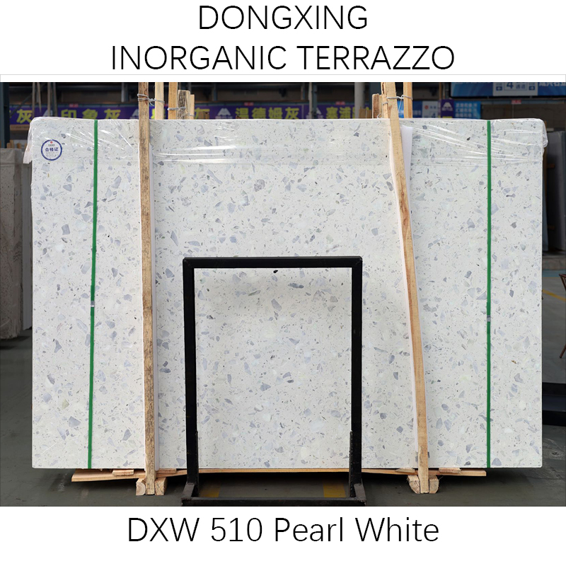 pearl white artificial stone precast terrazzo slabs and tiles
