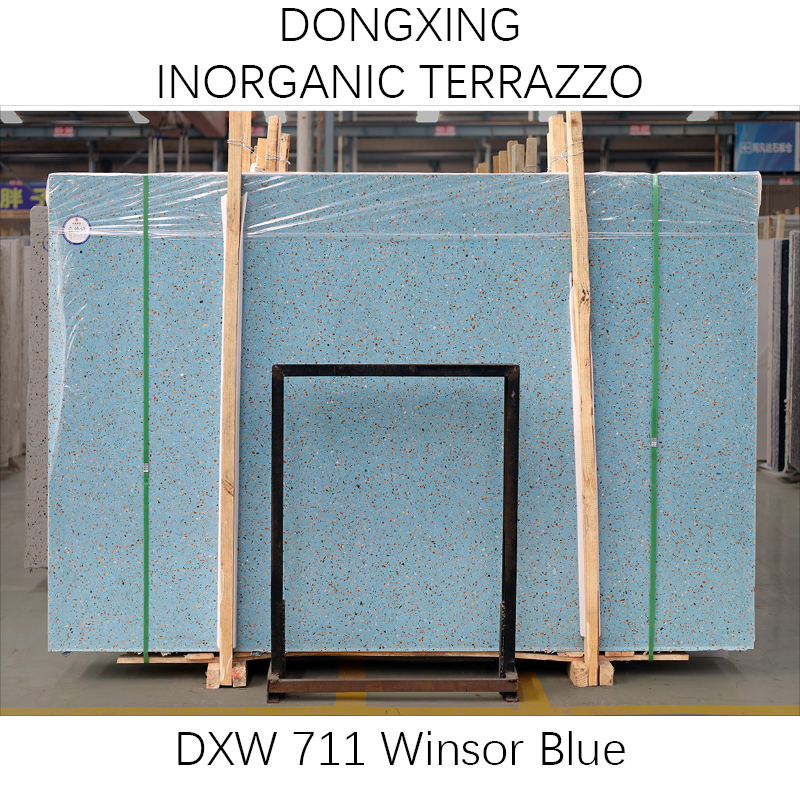 Colorful blue artificial stone precast terrazzo slabs